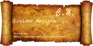 Czeider Melitta névjegykártya
